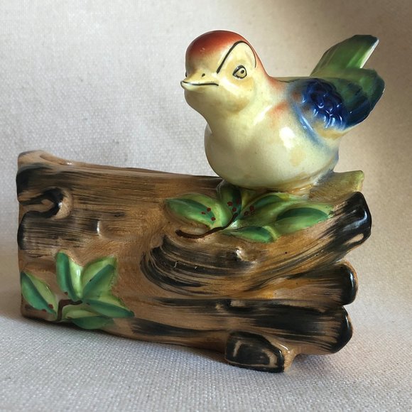 Vintage Planter Bird on a Log 1950's - Picture 2 of 6